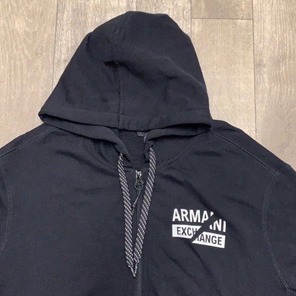 Mens Black A/X Armani Exchange Full Zip Hoodie Jacket Large - Picture 2 of 7